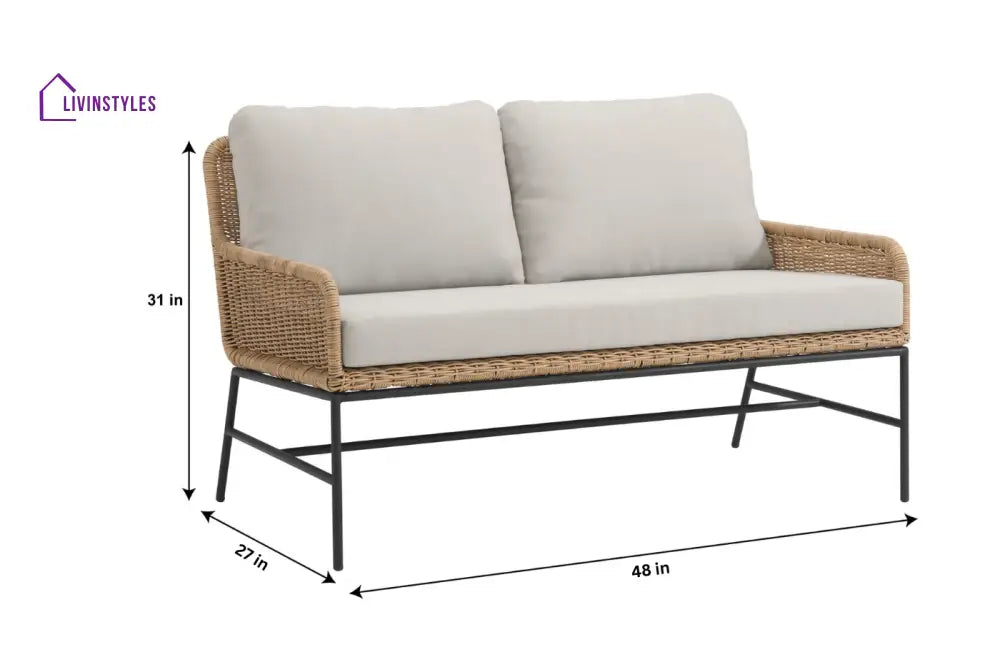 Eloise Outdoor Garden Balcony Sofa Set 2 Seater 2 Single seater and 1 Center Table Set (Tan) - Sofa Sets