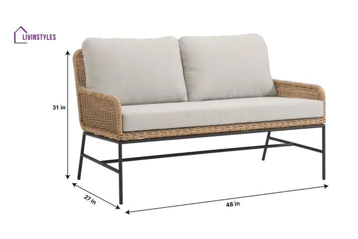 Eloise Outdoor Garden Balcony Sofa Set 2 Seater 2 Single seater and 1 Center Table Set (Tan) - Sofa Sets