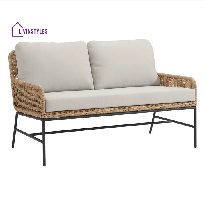 Eloise Outdoor Garden Balcony Sofa Set 2 Seater 2 Single seater and 1 Center Table Set (Tan) - Sofa Sets