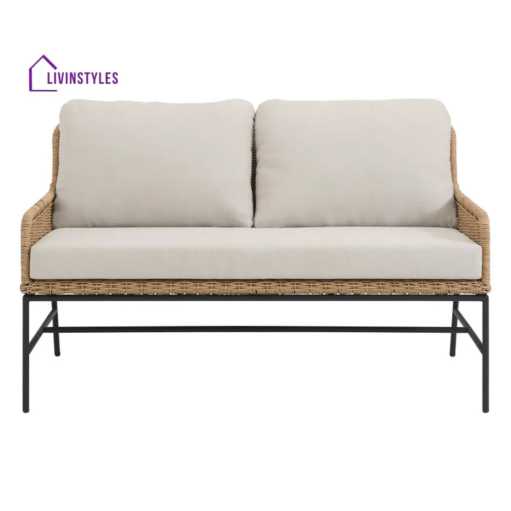 Eloise Outdoor Garden Balcony Sofa Set 2 Seater 2 Single seater and 1 Center Table Set (Tan) - Sofa Sets