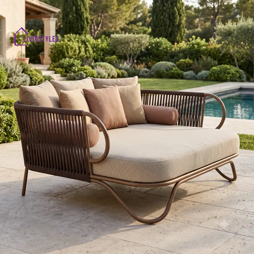 Elora Premium Outdoor Day Bed in Metal Frame with Powder Coated & Rope