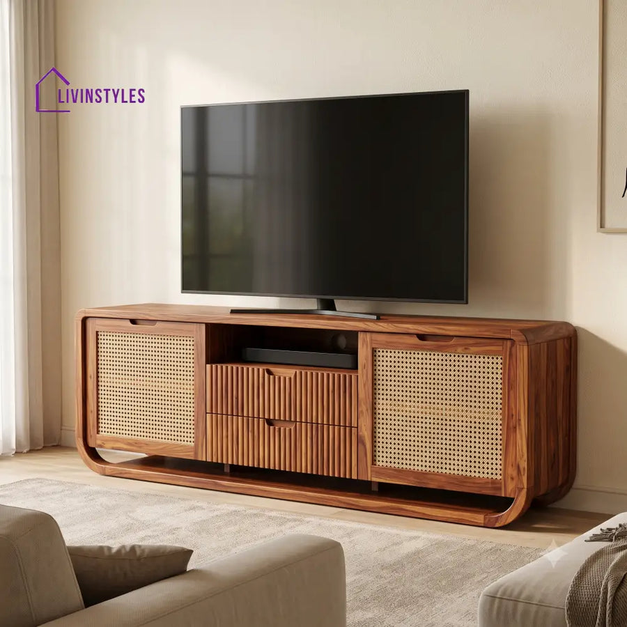 Elora Solid Sheesham Wood Tv Unit for Living Room | Tv Cabinet | Tv Console Unit