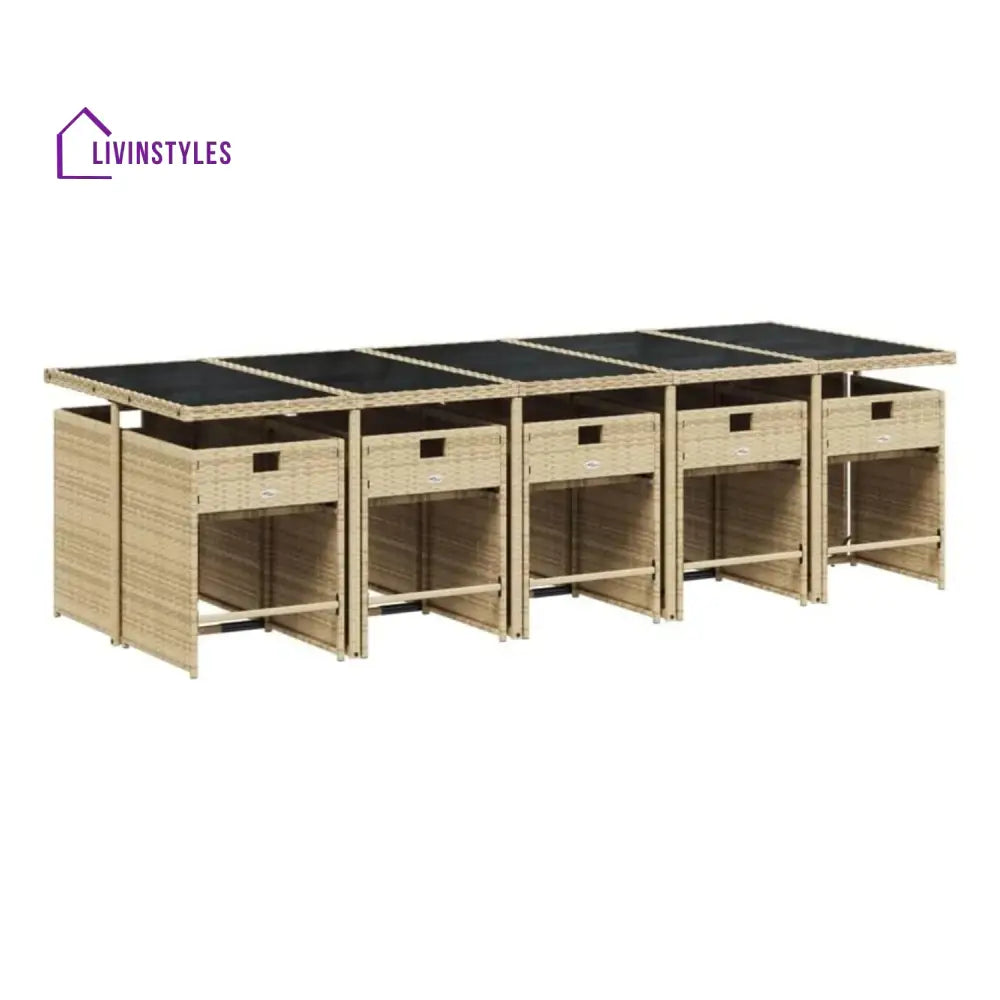 Elowen 11-Piece Outdoor Rattan Wicker Dinning Set - Dining Set