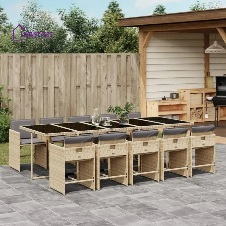 Elowen 11-Piece Outdoor Rattan Wicker Dinning Set - Dining Set