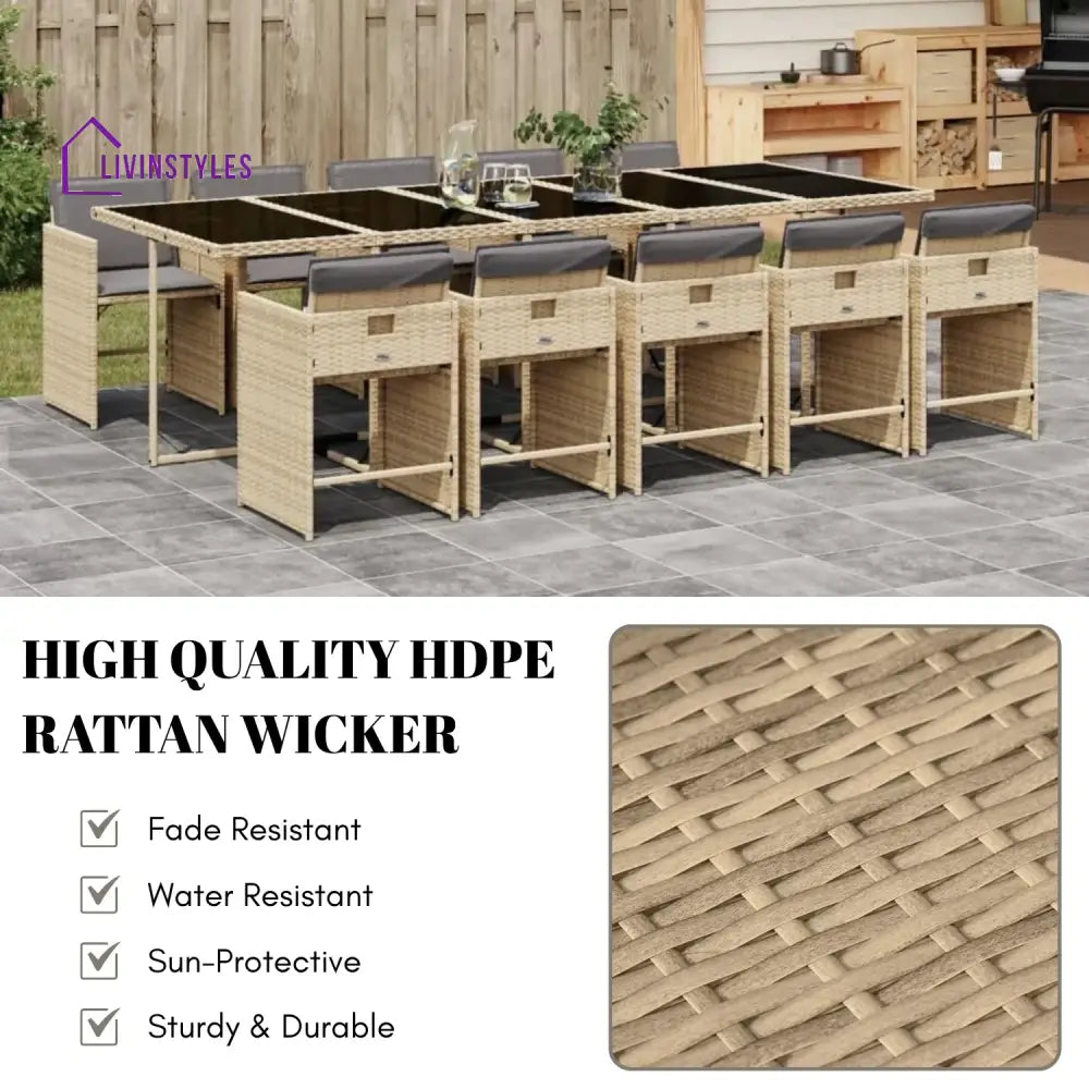 Elowen 11-Piece Outdoor Rattan Wicker Dinning Set - Dining Set