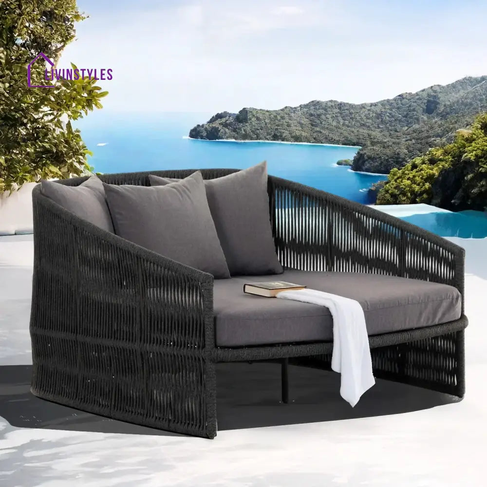Elowen Outdoor Rope Braided Patio Furniture Daybed (Grey) - Daybed