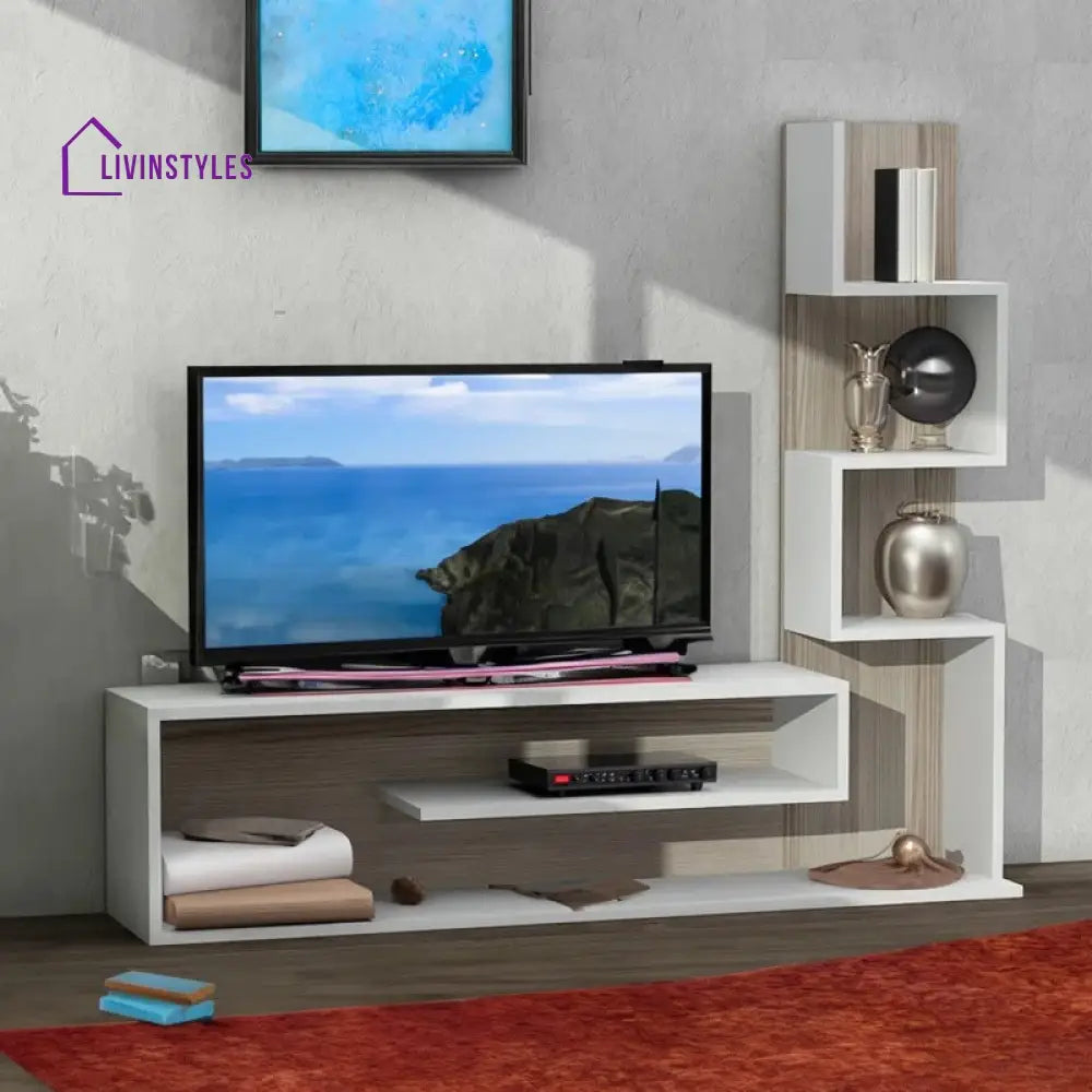 Elowen White Finish Tv Unit Stand for Living Room