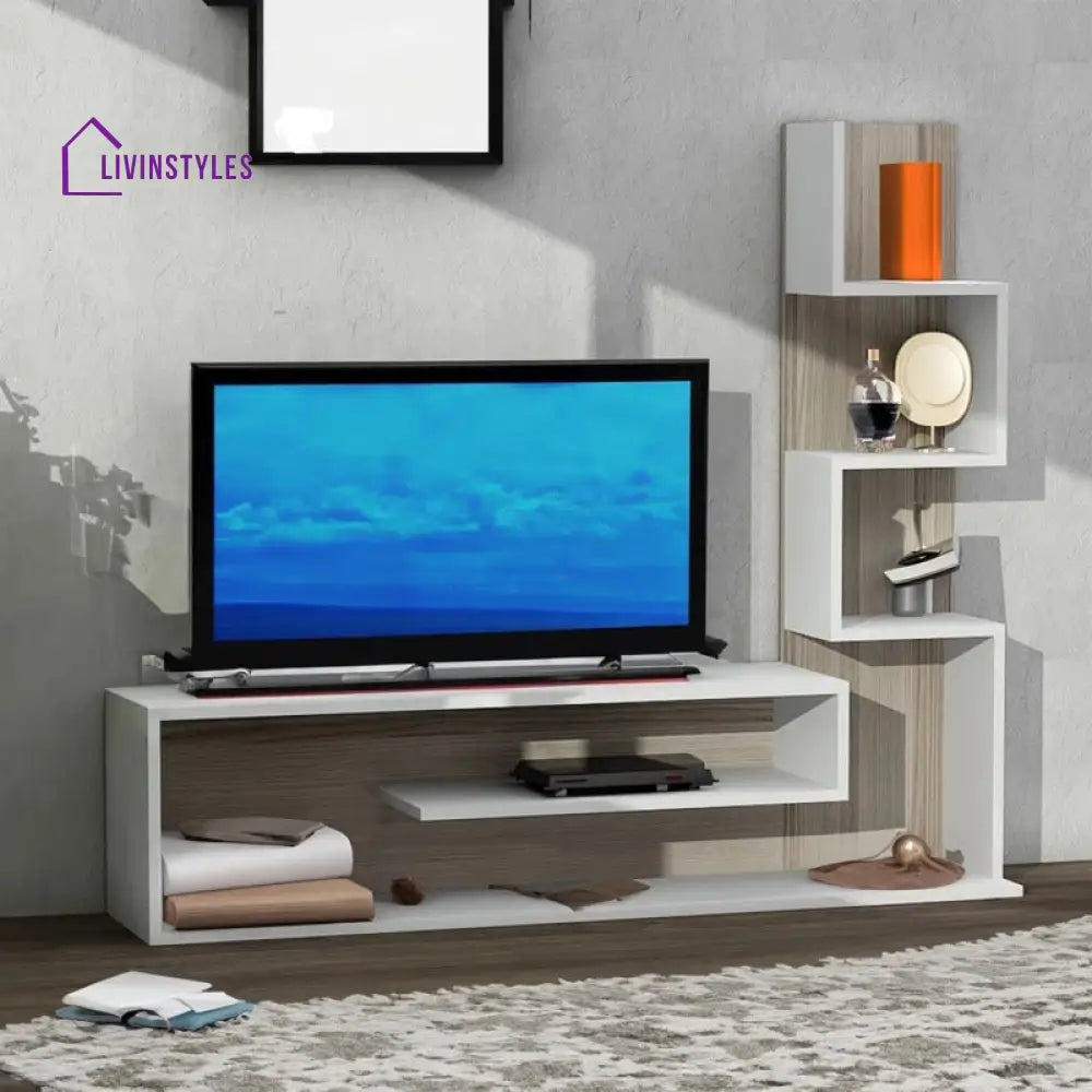 Elowen White Finish Tv Unit Stand for Living Room