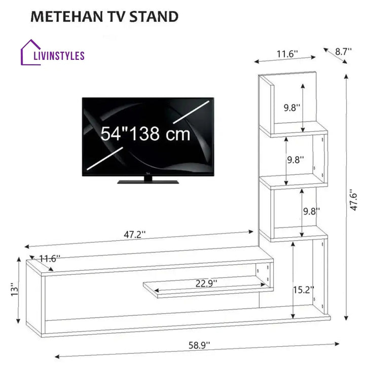 Elowen White Finish Tv Unit Stand for Living Room
