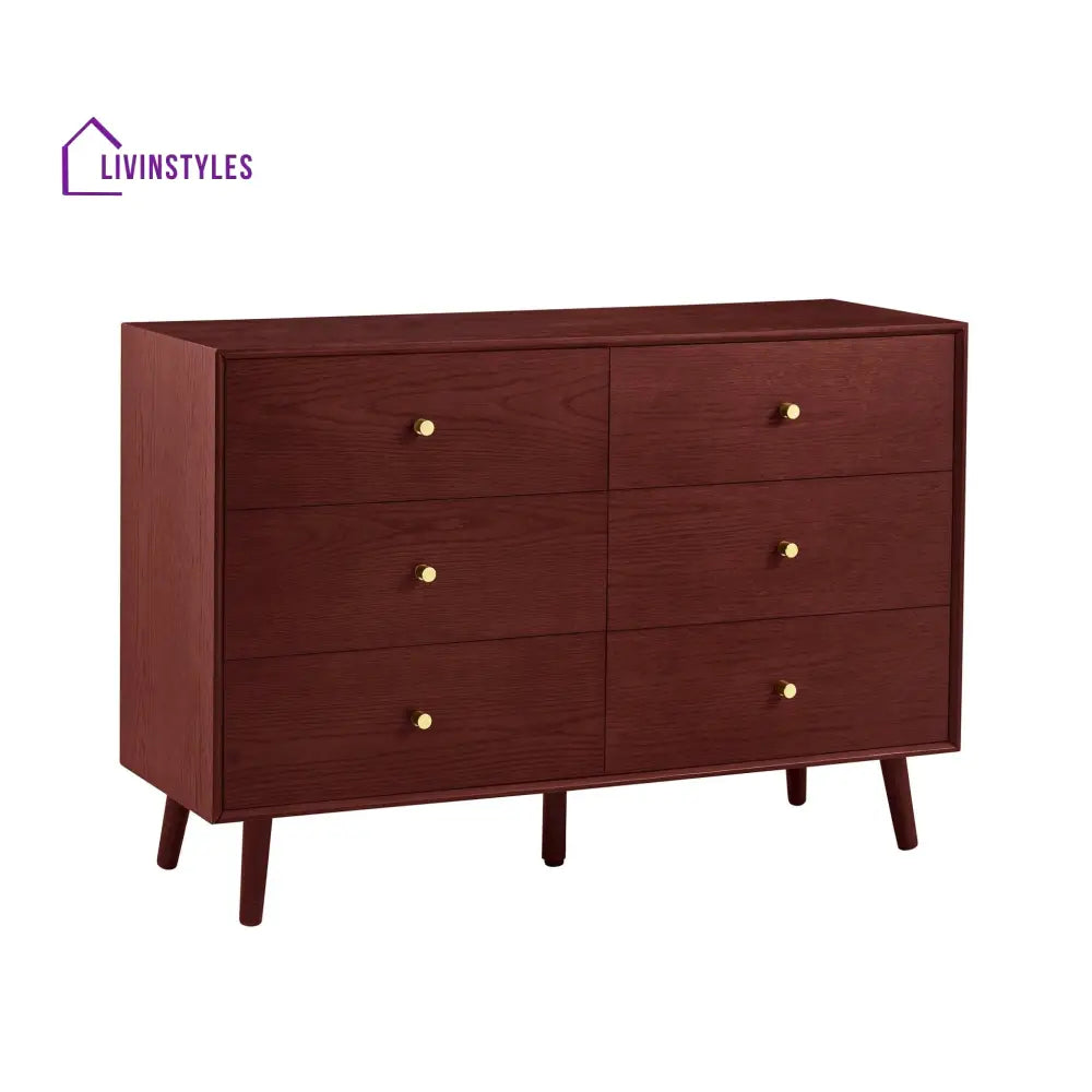Eloy 6 Drawer Chest - Cherry Wood Chest of Drawers