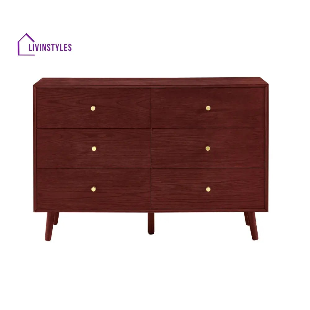 Eloy 6 Drawer Chest - Cherry Wood Chest of Drawers