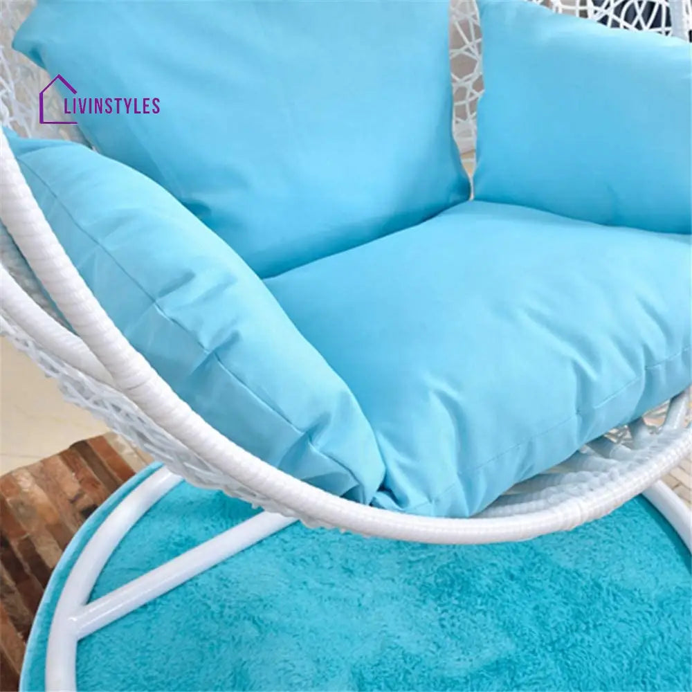 Elpidio Single Seater Hanging Swing With Stand For Balcony Garden Swing (White) - Swings