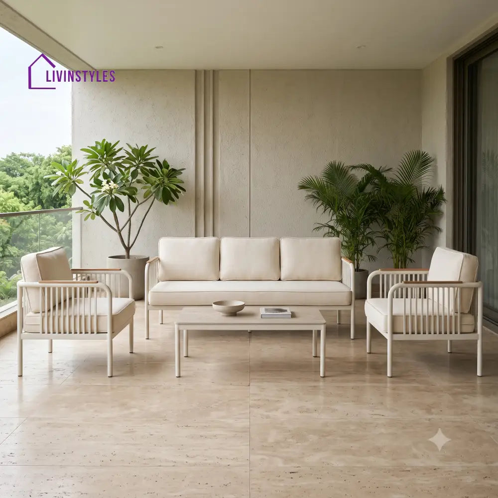 Elsa Metal Frame and Rope Weaving Outdoor Sofa Set 3 + 1 +1 and Coffee Table | Premium Uphostery