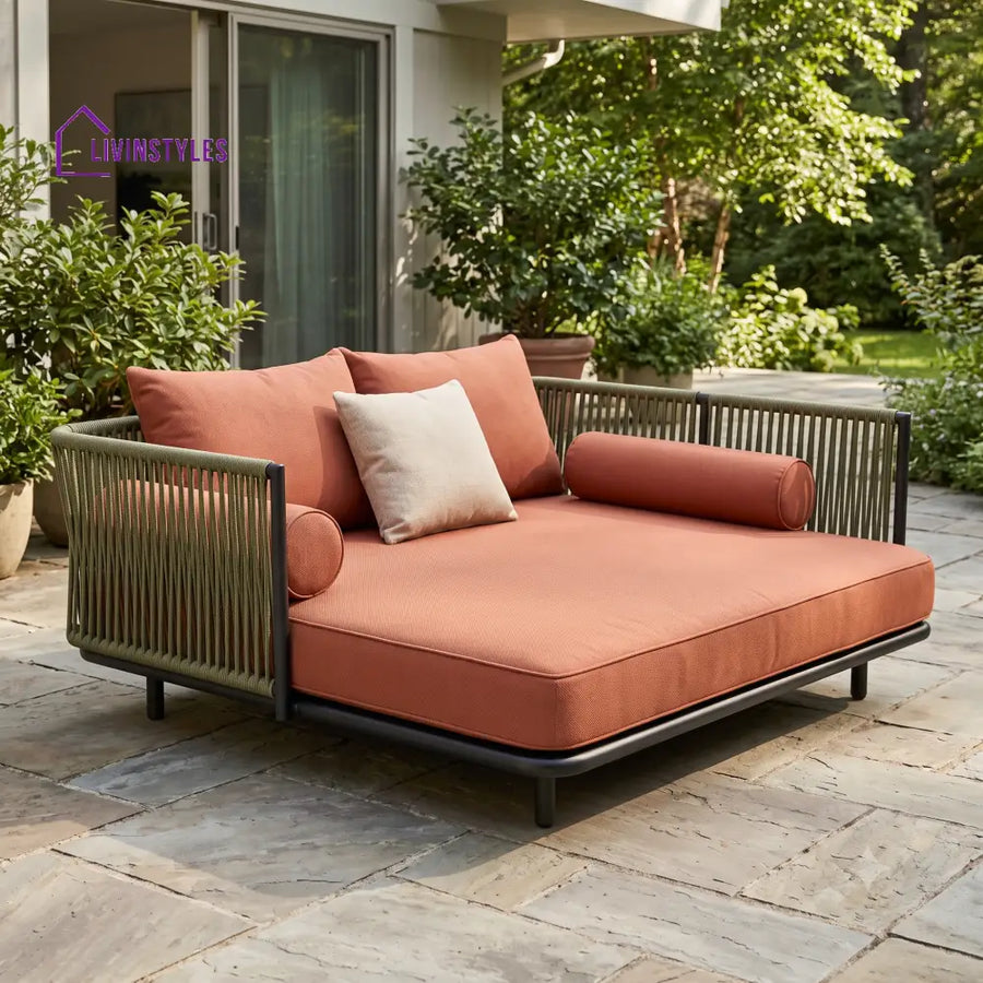 Elsa Premium Outdoor Day Bed in Metal Frame with Powder Coated & Rope