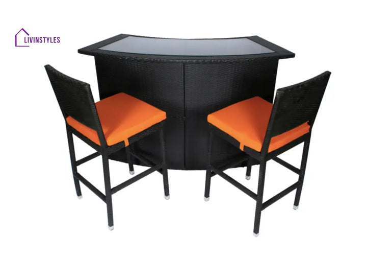 Elsie Outdoor Patio Bar Sets 2 Chairs and 1 Table (Black) - Bar Sets