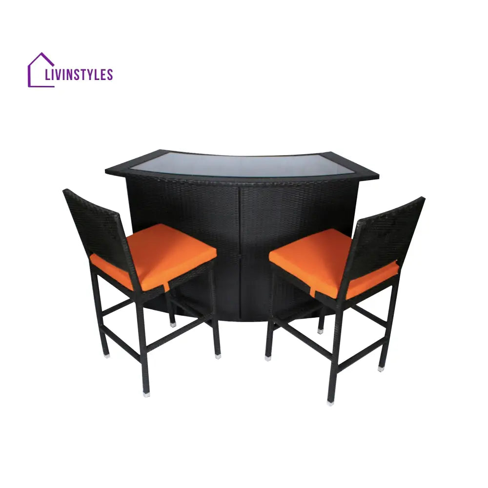 Elsie Outdoor Patio Bar Sets 2 Chairs and 1 Table (Black) - Bar Sets