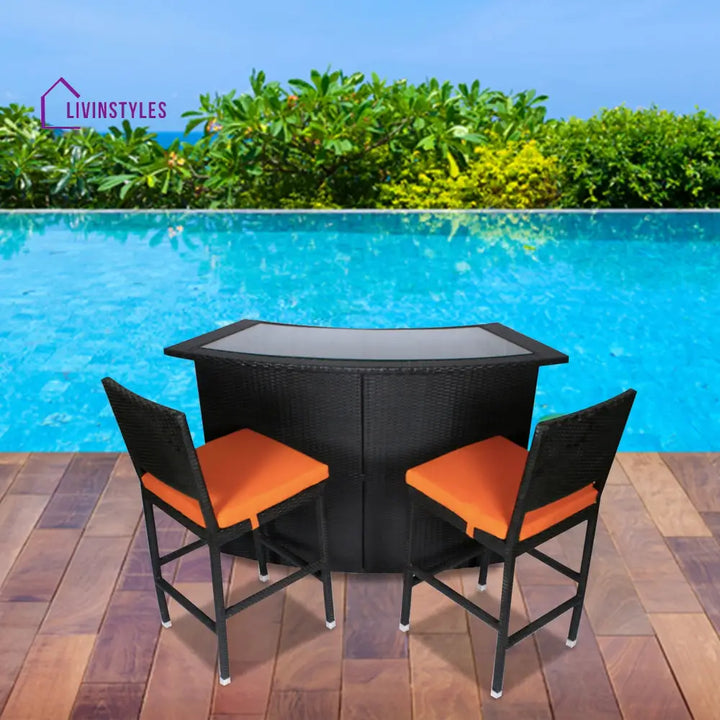 Elsie Outdoor Patio Bar Sets 2 Chairs and 1 Table (Black) - Bar Sets
