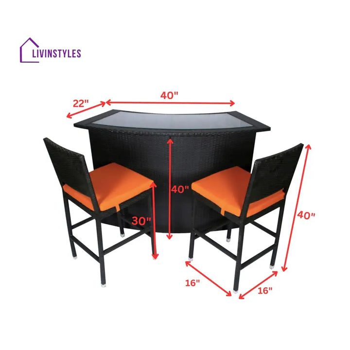 Elsie Outdoor Patio Bar Sets 2 Chairs and 1 Table (Black) - Bar Sets