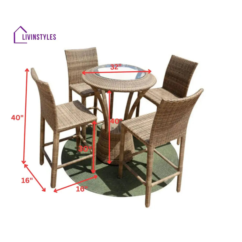 Elsie Outdoor Patio Bar Sets 4 Chairs and 1 Table (Arabica) - Bar Sets
