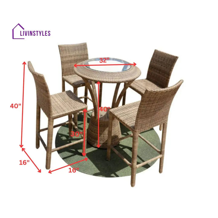 Elsie Outdoor Patio Bar Sets 4 Chairs and 1 Table (Arabica) - Bar Sets