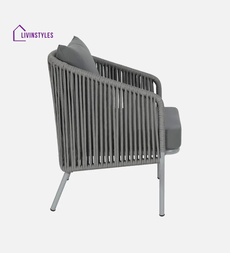 Elsie Outdoor Sofa Set 2 Seater 2 Single seater and 1 Center Table (Grey) Braided & Rope - Sofa Sets
