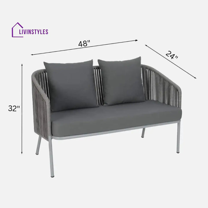 Elsie Outdoor Sofa Set 2 Seater 2 Single seater and 1 Center Table (Grey) Braided & Rope - Sofa Sets