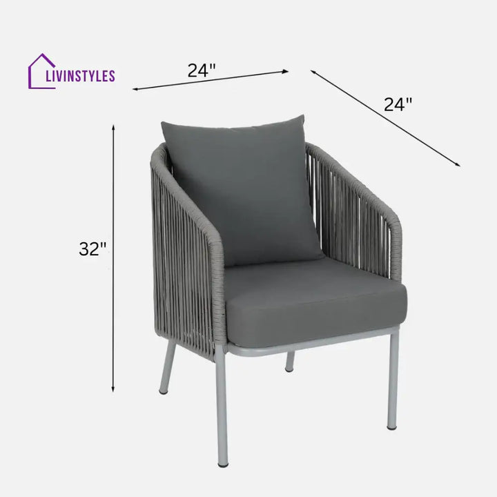 Elsie Outdoor Sofa Set 2 Seater 2 Single seater and 1 Center Table (Grey) Braided & Rope - Sofa Sets