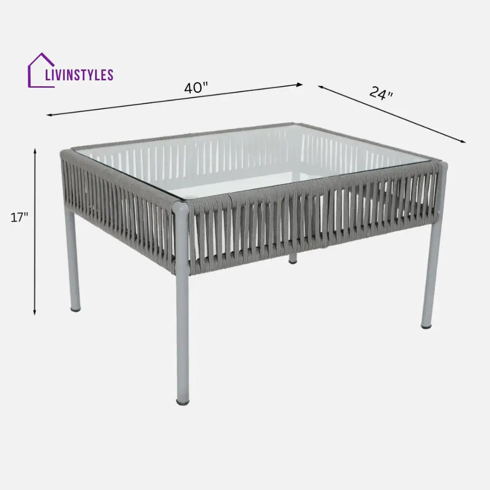 Elsie Outdoor Sofa Set 2 Seater 2 Single seater and 1 Center Table (Grey) Braided & Rope - Sofa Sets