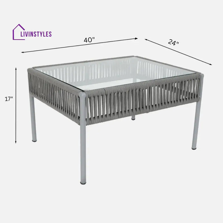 Elsie Outdoor Sofa Set 2 Seater 2 Single seater and 1 Center Table (Grey) Braided & Rope - Sofa Sets
