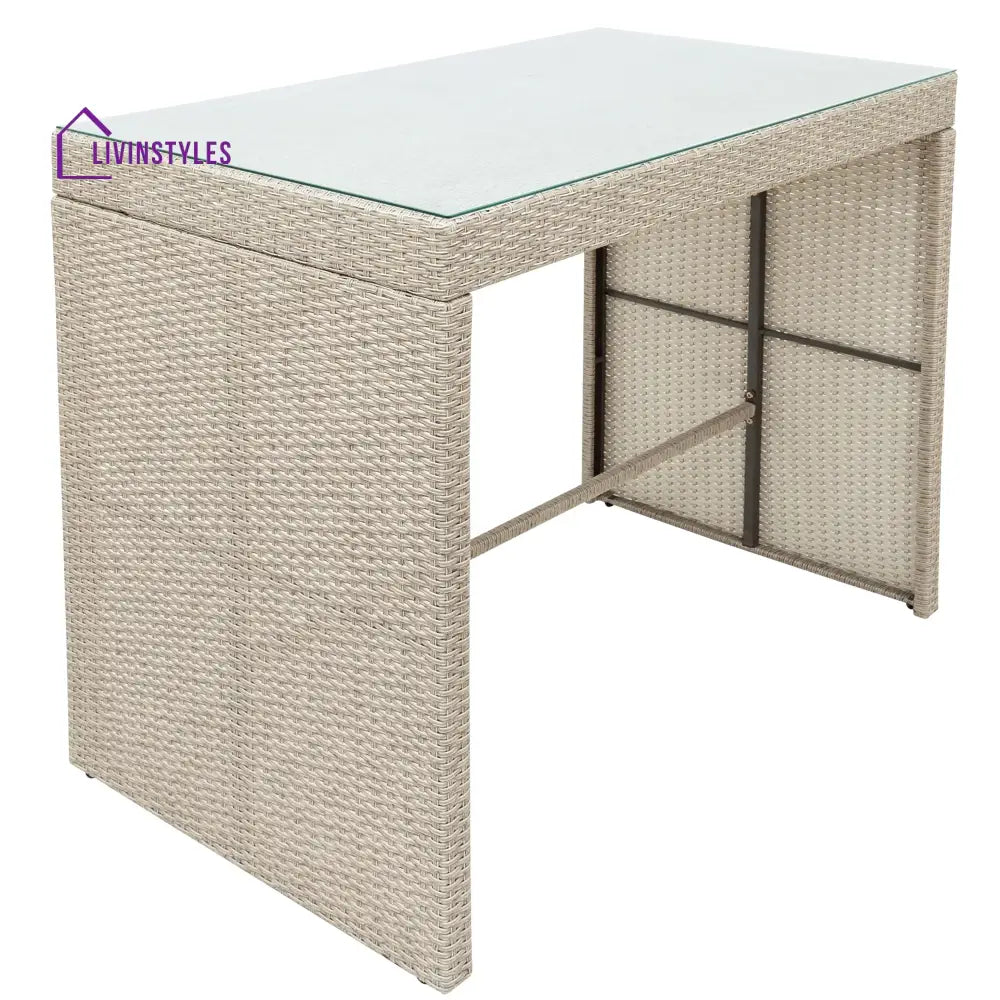 Elvan Outdoor Bar Sets 4 Stool and 1 Table Patio Bar Set (Cream) - Bar Sets