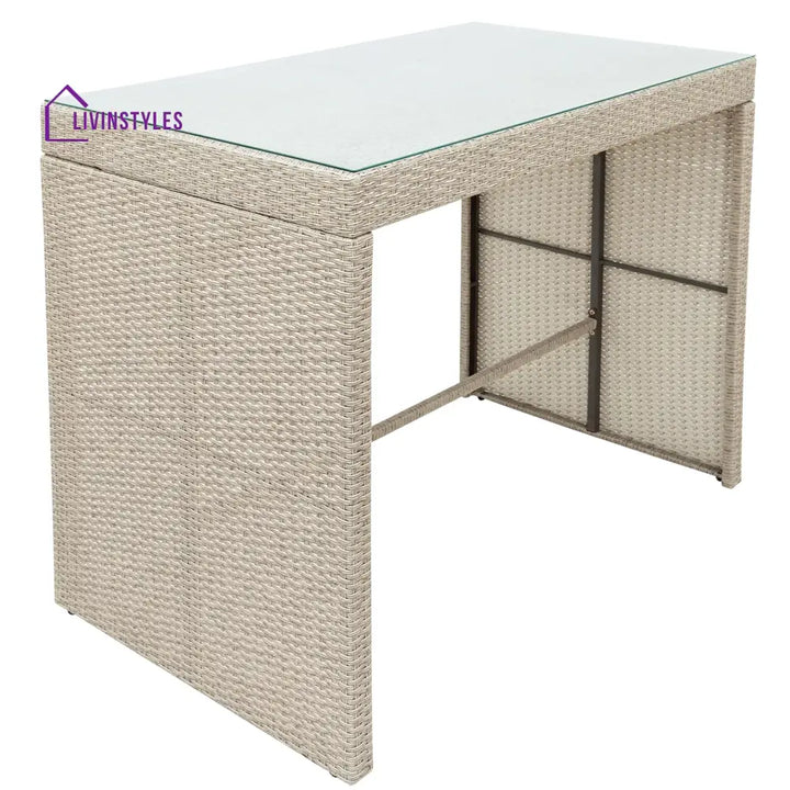 Elvan Outdoor Bar Sets 4 Stool and 1 Table Patio Bar Set (Cream) - Bar Sets
