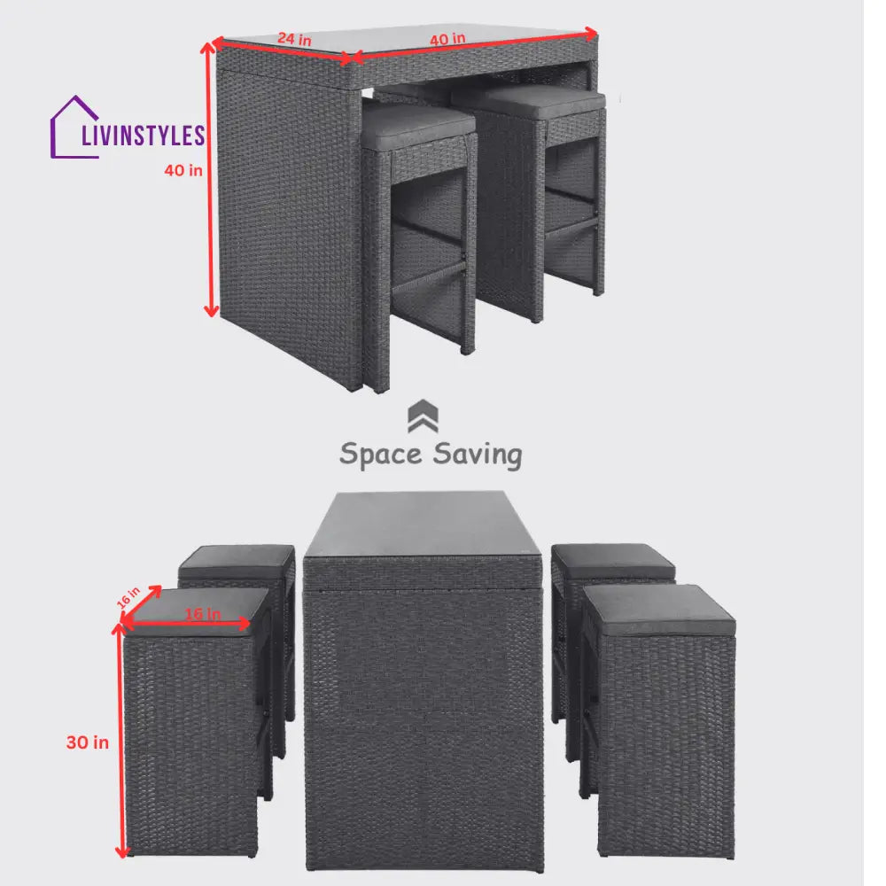Elvan Outdoor Bar Sets 4 Stool and 1 Table Patio Bar Set (Cream) - Bar Sets