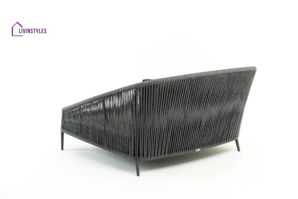 Elvey Outdoor Poolside Sunbed With Cushion Daybed (Grey) Braided & Rope - Sunbed