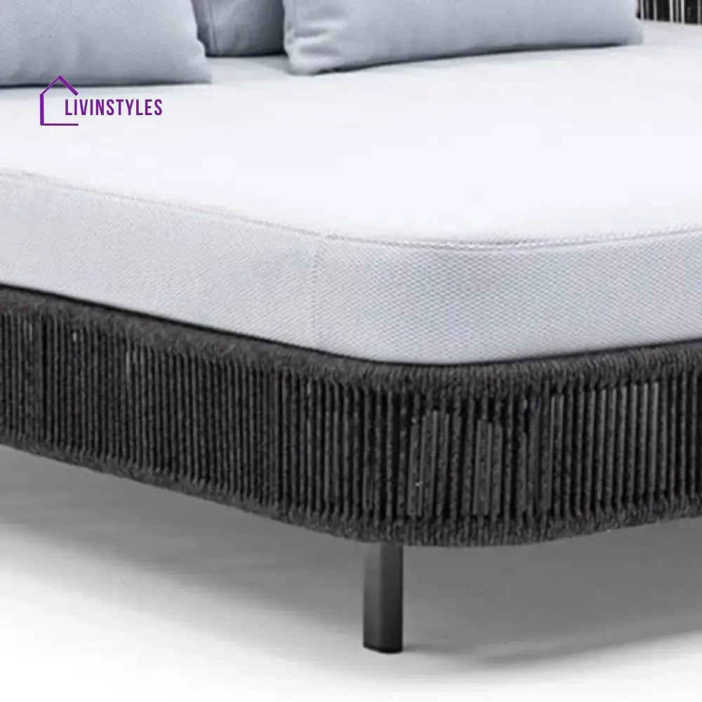Elvira Outdoor Grey Rope Patio Daybed with Comfortable White Cushion - Daybed