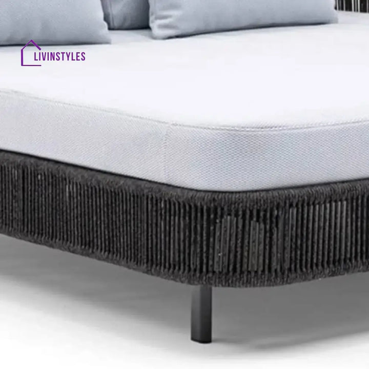 Elvira Outdoor Grey Rope Patio Daybed with Comfortable White Cushion - Daybed