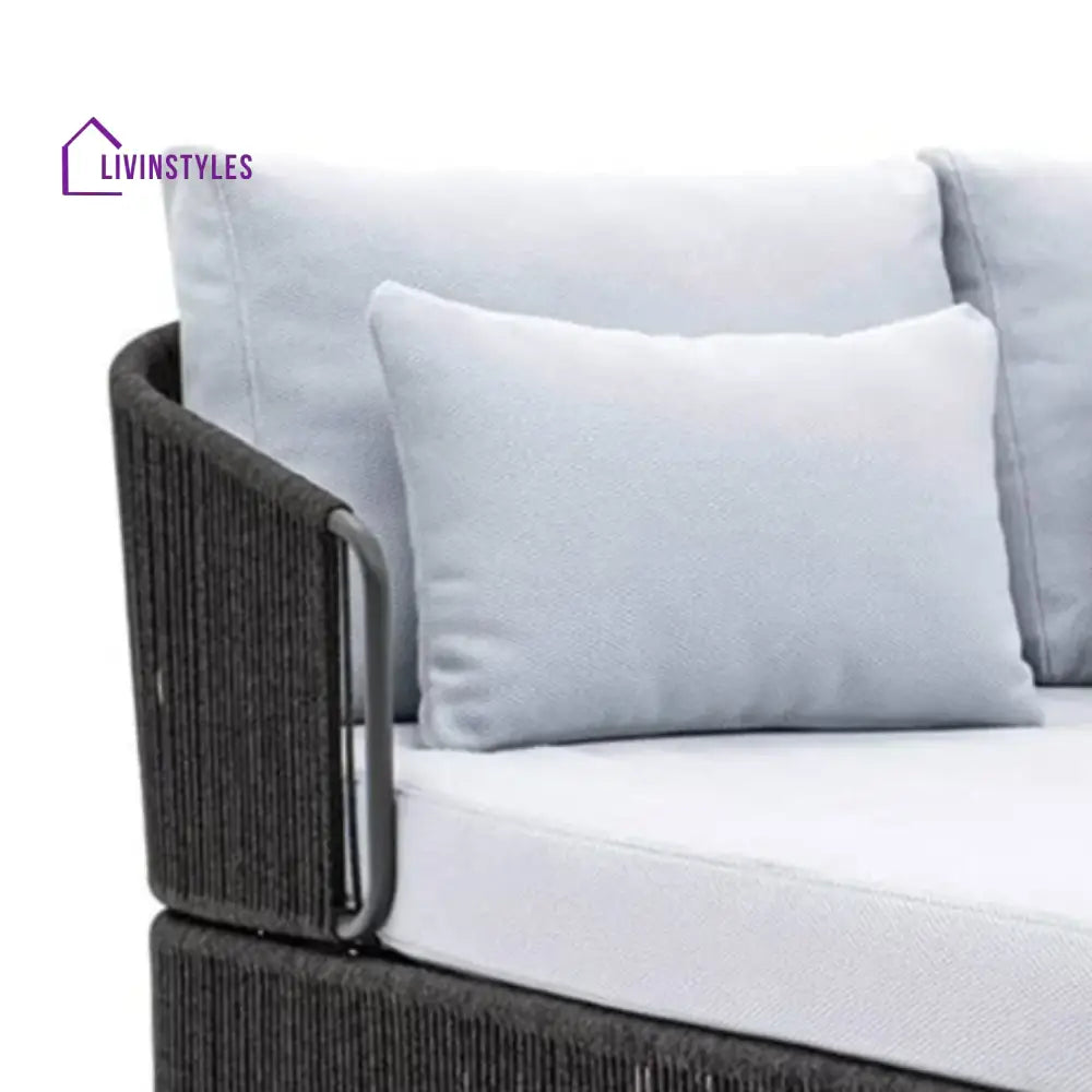 Elvira Outdoor Grey Rope Patio Daybed with Comfortable White Cushion - Daybed