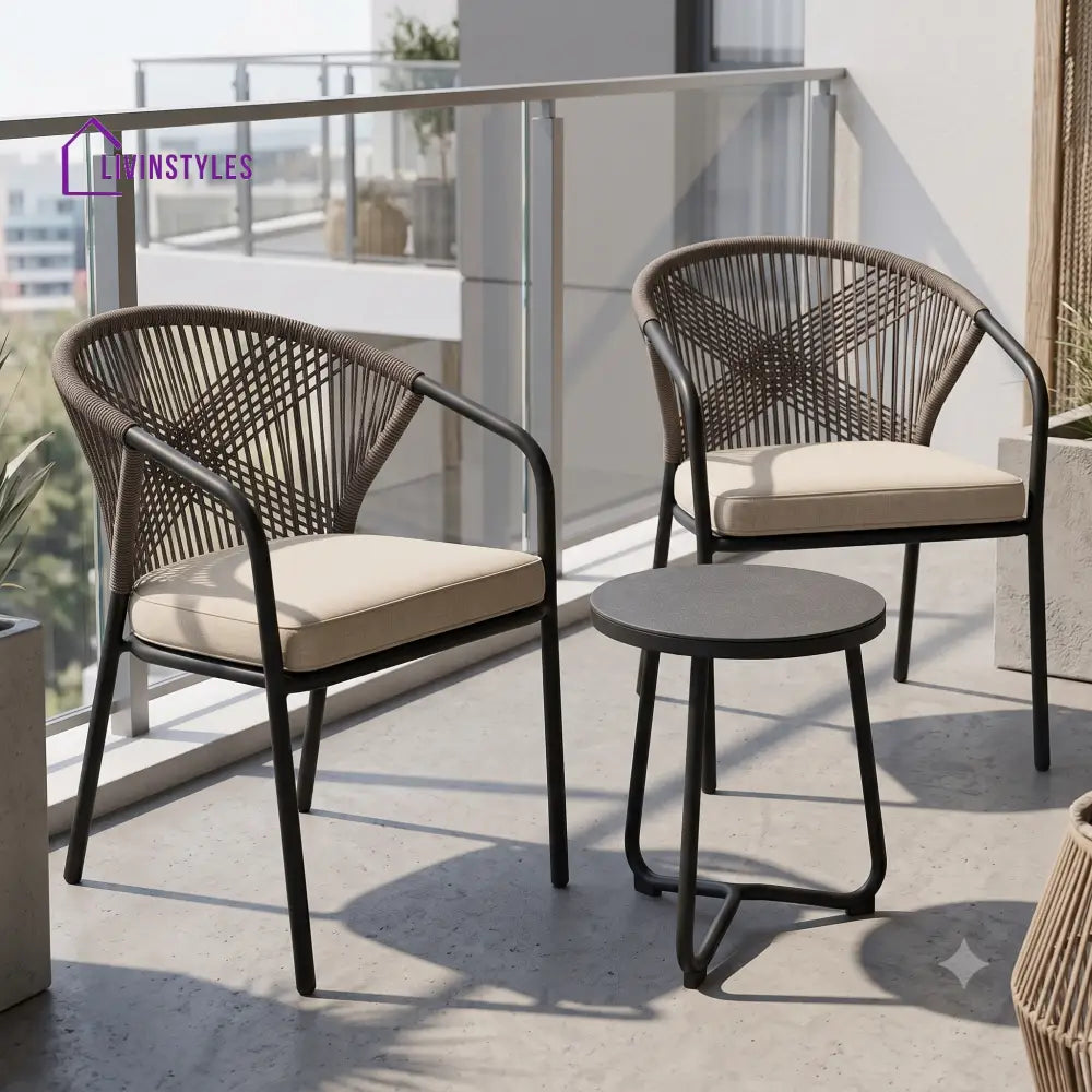 Elvire Outdoor Set 2 Chairs and 1 Table | Balcony Furniture Set