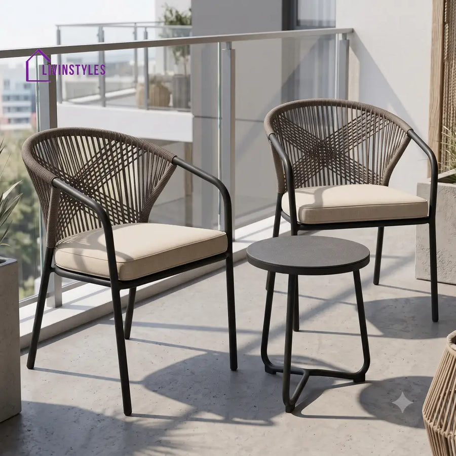 Elvire Outdoor Set 2 Chairs and 1 Table | Balcony Furniture Set
