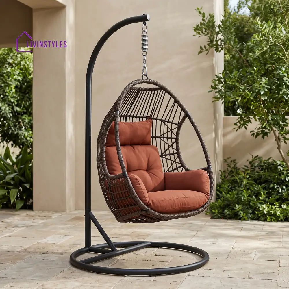 Elzbieta Premium MS Frame with Powder Coated Outdoor Swing Chair with Stand