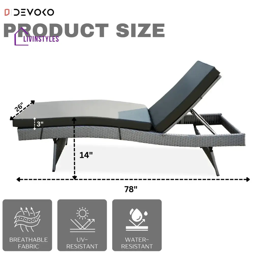 Emaan Outdoor All-Weather Wicker Lounger with Cushions Lounger Set