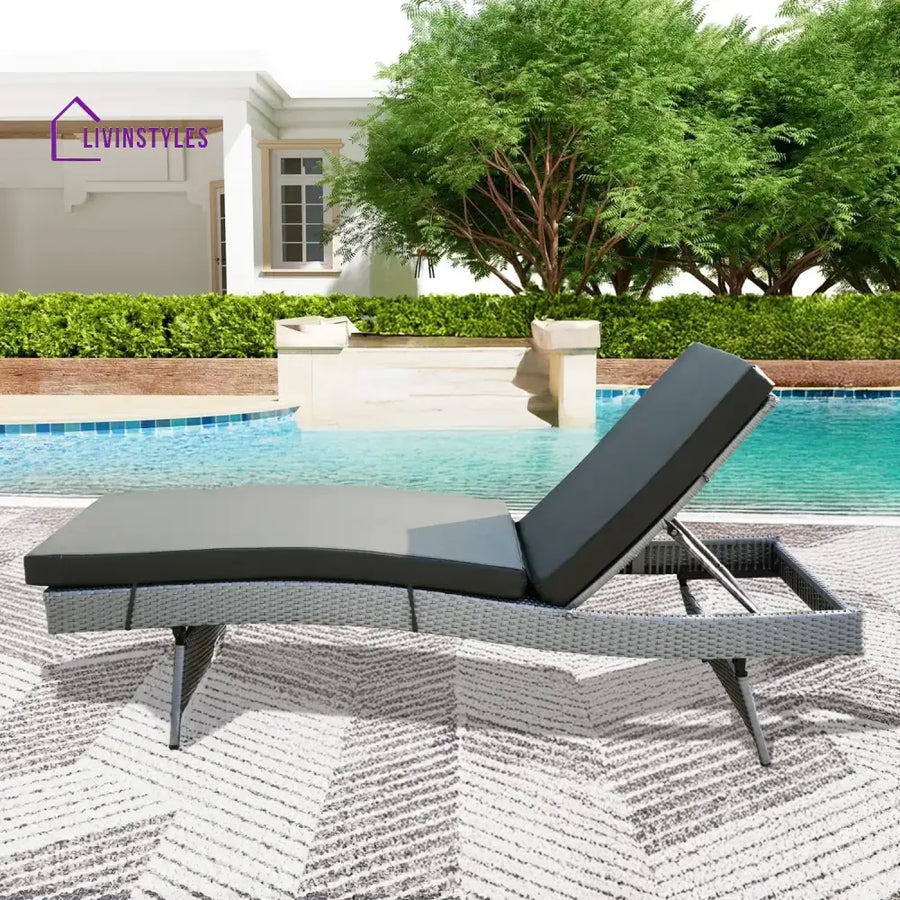 Emaan Outdoor All-Weather Wicker Lounger with Cushions Lounger Set