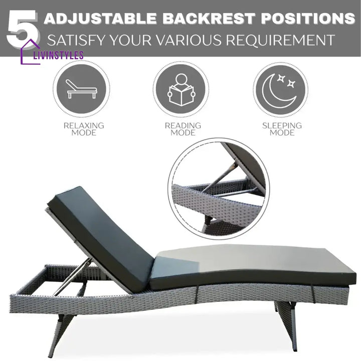 Emaan Outdoor All-Weather Wicker Lounger with Cushions Lounger Set