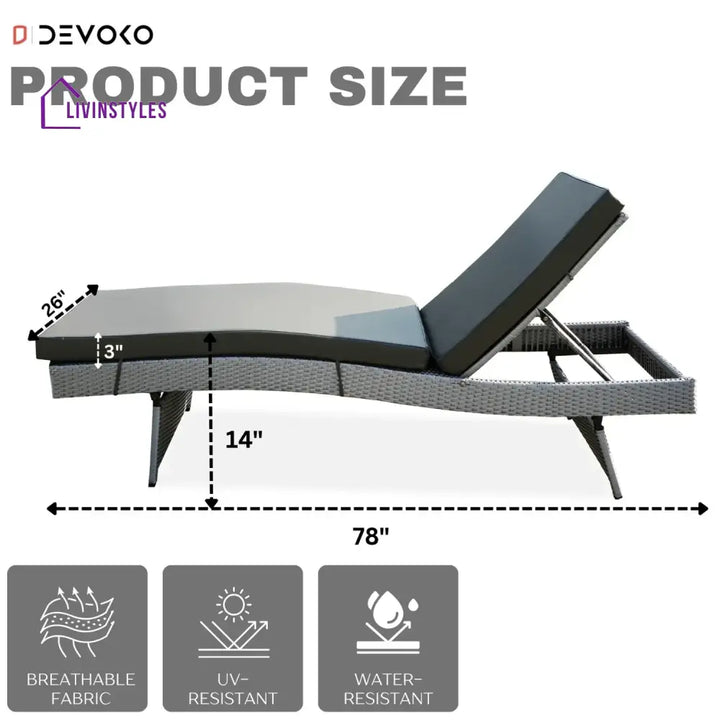 Emaan Outdoor All-Weather Wicker Lounger with Cushions Lounger Set