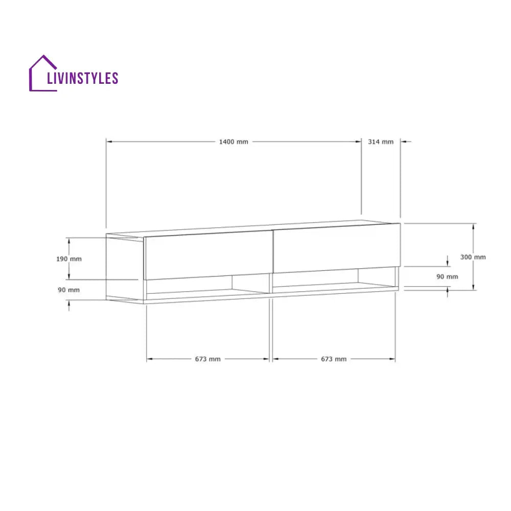 Ember Wall Mounted Wooden Finish Tv Unit Stand for Living Room