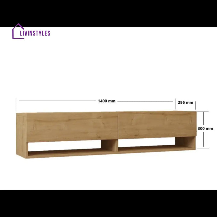Ember Wall Mounted Wooden Finish Tv Unit Stand for Living Room