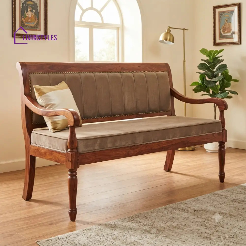 Emerie Wooden Bench for Living Room | Bedroom | Extra Seating