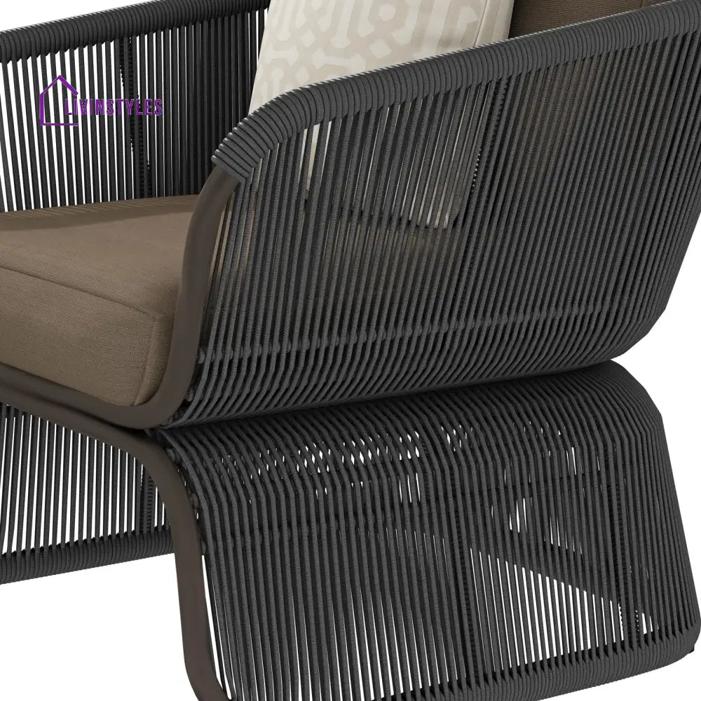 Emidio Outdoor Sofa Set 3 Seater 2 Single seater and 1 Center Table Braided & Rope - Sofa Sets