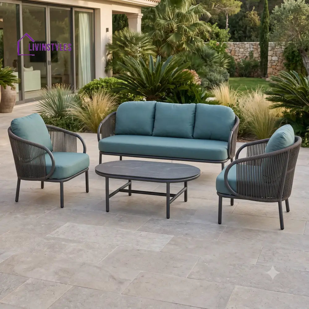 Emilia Premium MS Frame with Powder Coated Outdoor Sofa Set with Weather Proof Fabric
