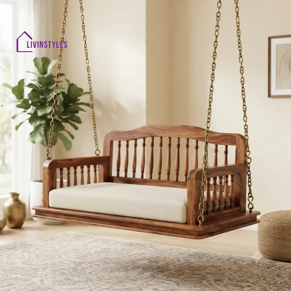 Emilie 2 Seater Wooden Swing for Home | Wooden Jhula for home