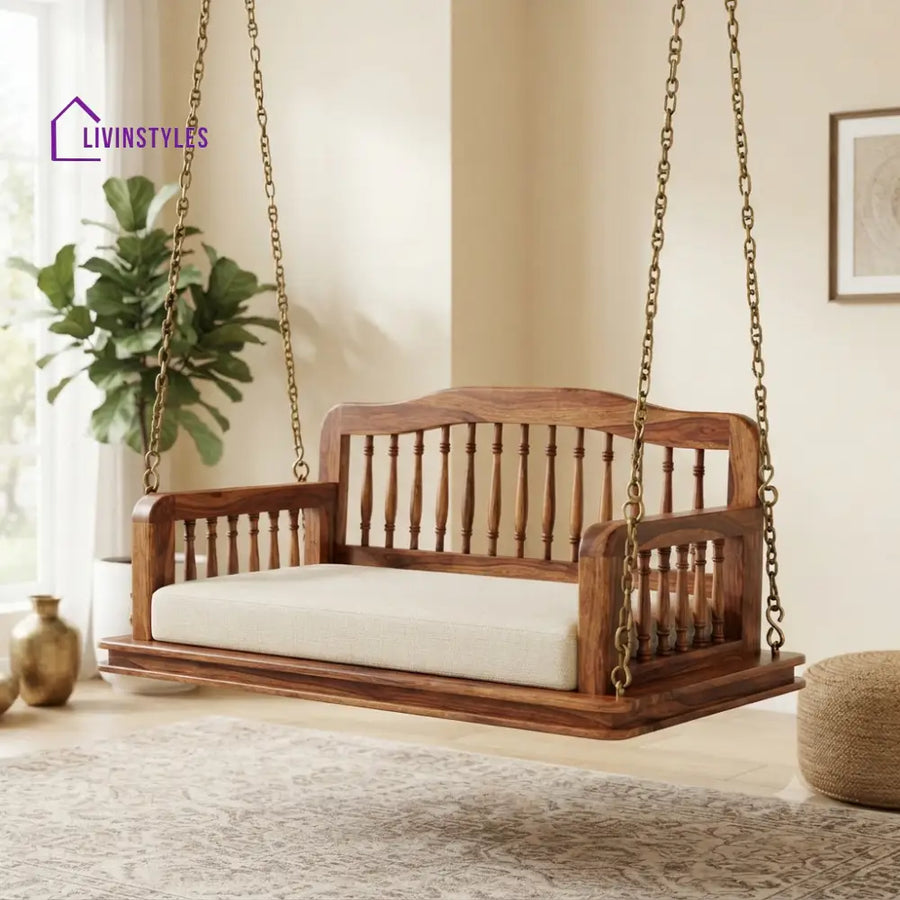 Emilie 2 Seater Wooden Swing for Home | Wooden Jhula for home